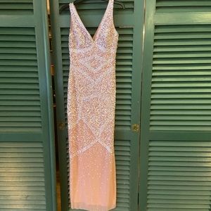 Pink sequin gown.